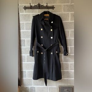 100% Wool Barbour Navy and Gray Plaid Lined Jacket with Label Detail